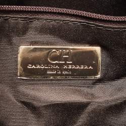 Carolina Herrera Cream/Brown Monogram Coated Canvas and Leather Chain Tote