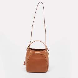 Carolina Herrera Brown Monogram Embossed Leather Small Andy Bucket Bag