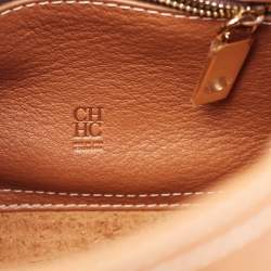 Carolina Herrera Brown Monogram Embossed Leather Small Andy Bucket Bag
