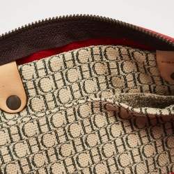 Carolina Herrera Red Monogram Embossed Leather Large Andy Boston Bag