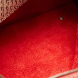Carolina Herrera Red Monogram Embossed Leather Large Andy Boston Bag