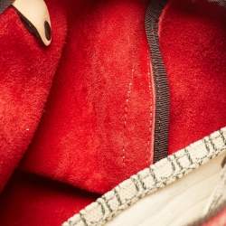 Carolina Herrera Red Monogram Embossed Leather Large Andy Boston Bag