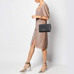 Pre Owned Carolina Herrera Black Quilted Leather CHHC Flap Shoulder Bag