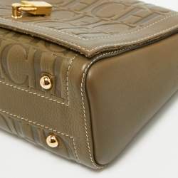 Carolina Herrera Khaki Green Monogram Leather Andy Locked Shoulder Bag
