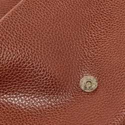 Carolina Herrera Brown Leather Metal Flap Clutch