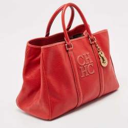 Carolina Herrera Red Leather Large Matteo Tote