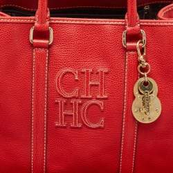 Carolina Herrera Red Leather Large Matteo Tote