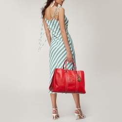 Carolina Herrera Red Leather Large Matteo Tote