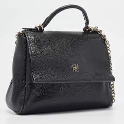 Carolina Herrera Black Leather Small Minuetto Top Handle Bag