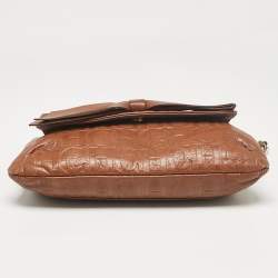 Pre Owned Carolina Herrera Brown Monogram Leather Audrey Shoulder Bag