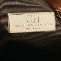 Pre Owned Carolina Herrera Brown Monogram Leather Audrey Shoulder Bag