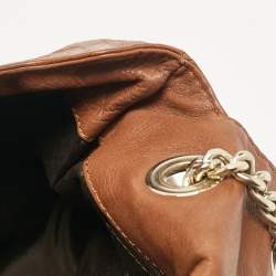 Pre Owned Carolina Herrera Brown Monogram Leather Audrey Shoulder Bag