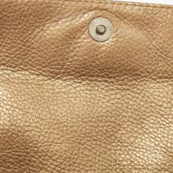 Carolina Herrera Gold Monogram Leather Audrey Shoulder Bag