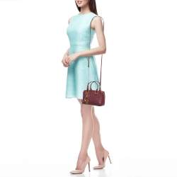 Pre Owned Carolina Herrera Burgundy Embossed Leather Micro Duke Bag