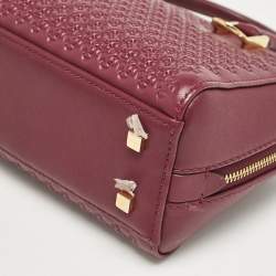 Pre Owned Carolina Herrera Burgundy Embossed Leather Micro Duke Bag