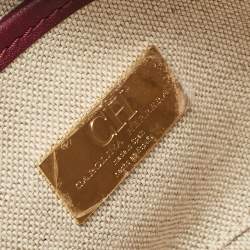 Pre Owned Carolina Herrera Burgundy Embossed Leather Micro Duke Bag