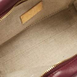 Pre Owned Carolina Herrera Burgundy Embossed Leather Micro Duke Bag