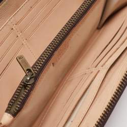 Pre Owned Carolina Herrera Brown Monogram Embossed Leather Zip Continental Wallet