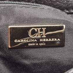 Carolina Herrera Black Monogram Embossed Leather Satchel