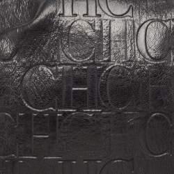 Carolina Herrera Black Monogram Embossed Leather Satchel