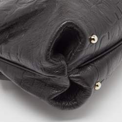 Carolina Herrera Black Monogram Embossed Leather Satchel