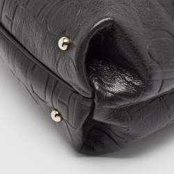 Carolina Herrera Black Monogram Embossed Leather Satchel
