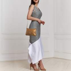 Carolina Herrera Gold Leather Logo Chain Shoulder Bag
