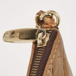 Carolina Herrera Gold Leather Logo Chain Shoulder Bag