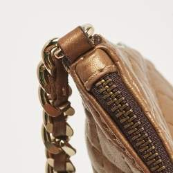 Carolina Herrera Gold Leather Logo Chain Shoulder Bag