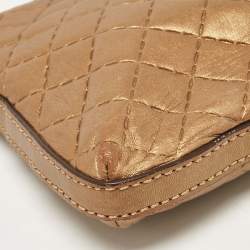 Carolina Herrera Gold Leather Logo Chain Shoulder Bag