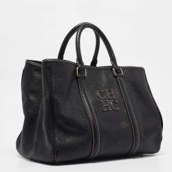 Carolina Herrera Black Leather Matteo Tote