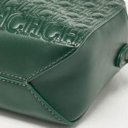 Carolina Herrera Green Monogram Embossed Leather Camera Crossbody Bag