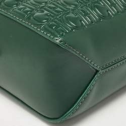 Carolina Herrera Green Monogram Embossed Leather Camera Crossbody Bag