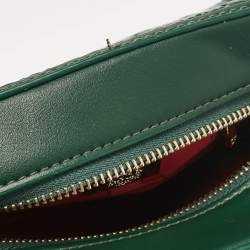Carolina Herrera Green Monogram Embossed Leather Camera Crossbody Bag
