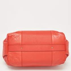 CH Carolina Herrera Red Monogram Leather Dahlia Satchel