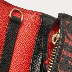 Carolina Herrera Black/Gold Monogram Coated Canvas and Leather Envelope Flap Clutch