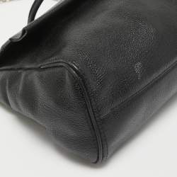 Carolina Herrera Black Leather Minuetto Flap Top Handle Bag