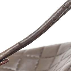 Pre Owned Carolina Herrera Dark Brown Quilted Leather Pleated Chain Satchel