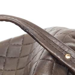 Pre Owned Carolina Herrera Dark Brown Quilted Leather Pleated Chain Satchel