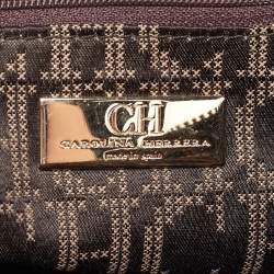 Pre Owned Carolina Herrera Dark Brown Quilted Leather Pleated Chain Satchel