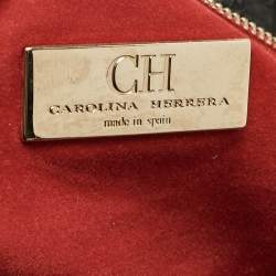 Pre Owned Carolina Herrera Black Leather CH Charm Tote