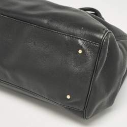 Pre Owned Carolina Herrera Black Leather CH Charm Tote