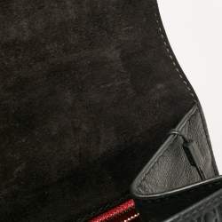  Carolina Herrera Black Monogram Embossed Leather Flap Top Handle Bag