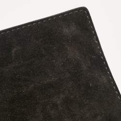  Carolina Herrera Black Monogram Embossed Leather Flap Top Handle Bag