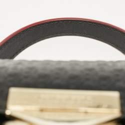  Carolina Herrera Black Monogram Embossed Leather Flap Top Handle Bag