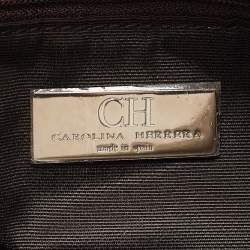 Carolina Herrera Silver Monogram Embossed Leather Audrey Shoulder Bag