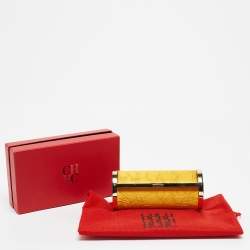 Carolina Herrera Mustard Satin Insignia Metropolitan Clutch
