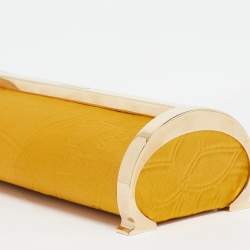 Carolina Herrera Mustard Satin Insignia Metropolitan Clutch