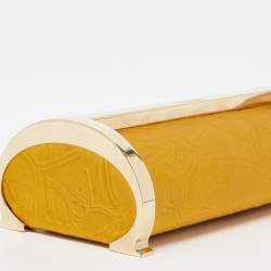 Carolina Herrera Mustard Satin Insignia Metropolitan Clutch