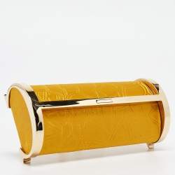 Carolina Herrera Mustard Satin Insignia Metropolitan Clutch